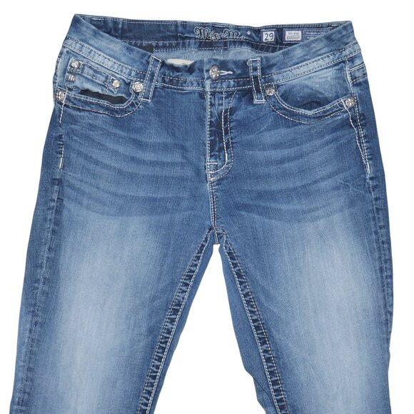 Miss Me Jeans Women’s 29/10 Easy Boot Bling Thick Stitch Western Blue Jeans - Picture 4 of 11